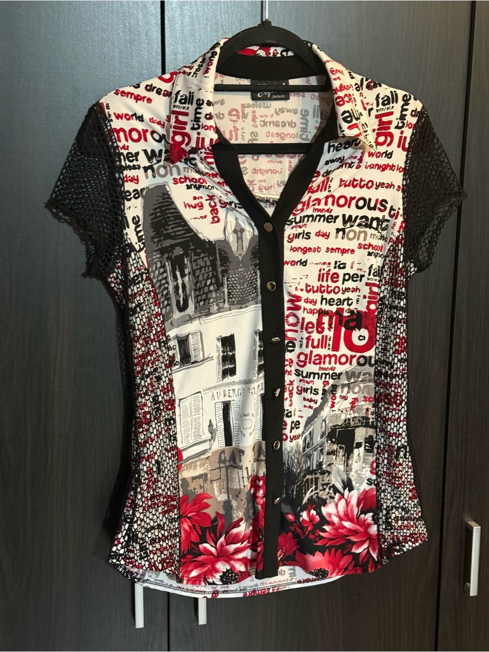 Modes Crystal Fashions detailed button up - wmns medium